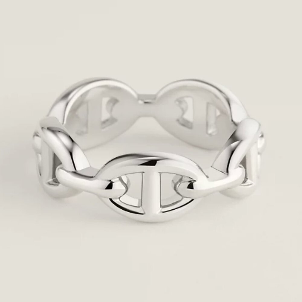 Hermes Silver Link Chaîne d'Ancre Ring